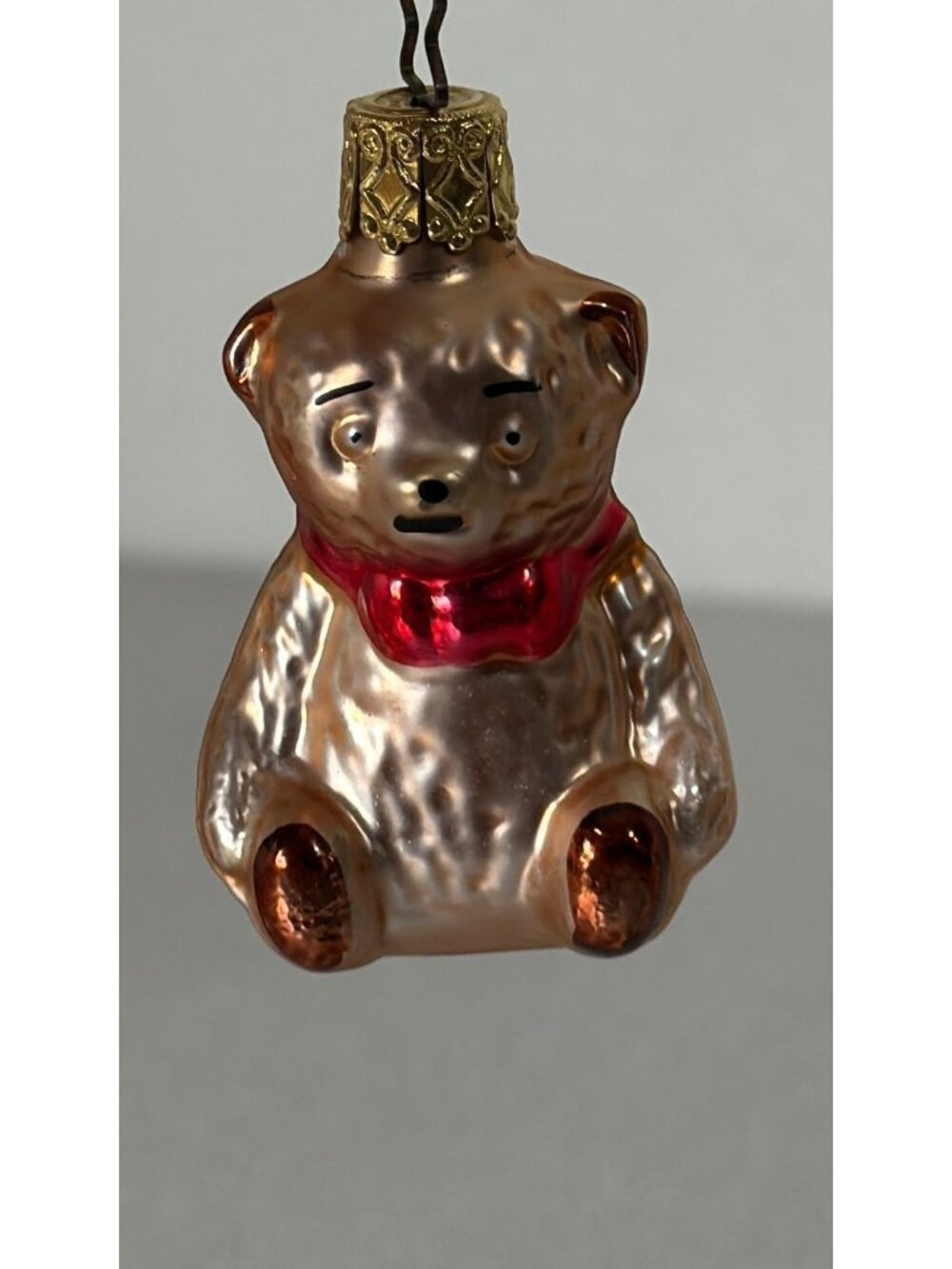 Teddy Bear Blown Glass Ornament Christmas Holiday Small Hand-Painted Vtg Germany